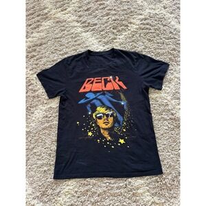 Beck Graphic Band T-Shirt Black Short Sleeve Space Stars Rock Men Size M